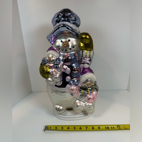 Christmas Snowman & Family Hand Blown Glass 18”Tall On Wood Base
Pre- owned - Picture 5 of 13